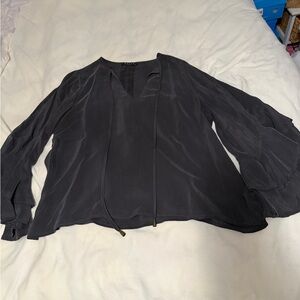 Maven West Black Women's Ruffled Sleeve Blouse XS